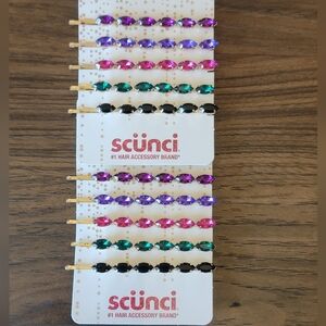 Scunci Rhinestone Jewel Bobby Pins 10 pcs New Gems 2 Sets Hair Gold Multi‎ Color
